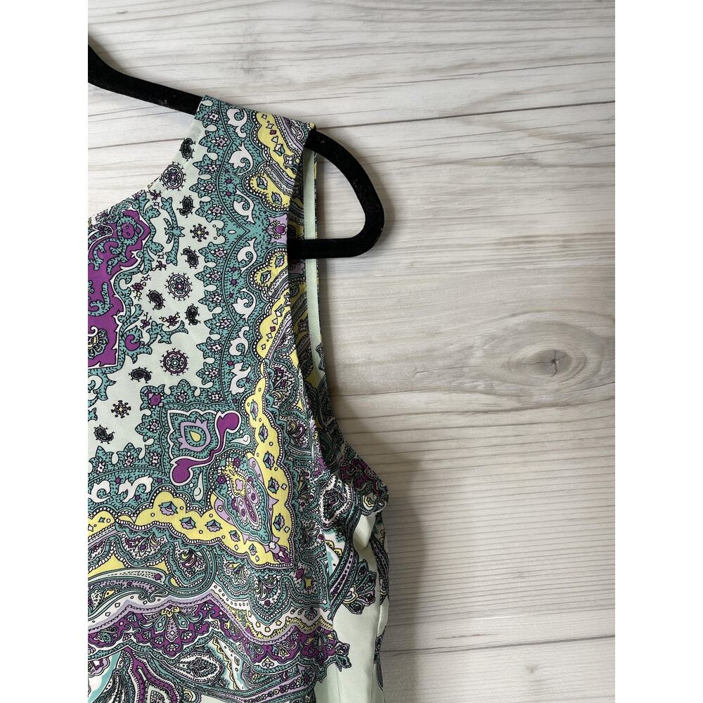 Talbots Sleeveless Shirt Womens Large Multi Color Paisley Print Zip Back Top - Picture 3 of 9